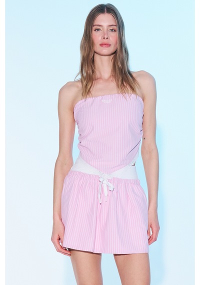 Sagaza Studio Ss6022 Kalın Lastikli Mini Etek Pembe