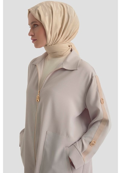 Armine Trend Kolları Şerit Detaylı Boydan Fermuarlı Allerli Giy Çık Taş 26yt516 Taş