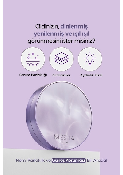 Missha Yoğun Kapatıcı, Nemli Ve Parlak Bitişli Cushion Glow Layering Fit Cushion No.17 Ivory Spf50+/pa++++ 17