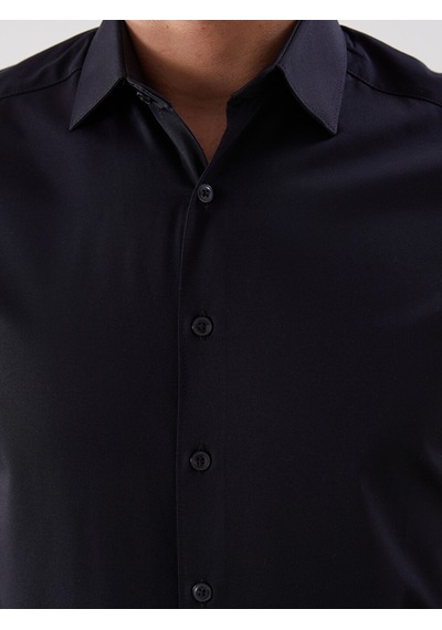 Lcw Busıness Siyah Slim Fit Kısa Kollu Gabardin Erkek Gömlek