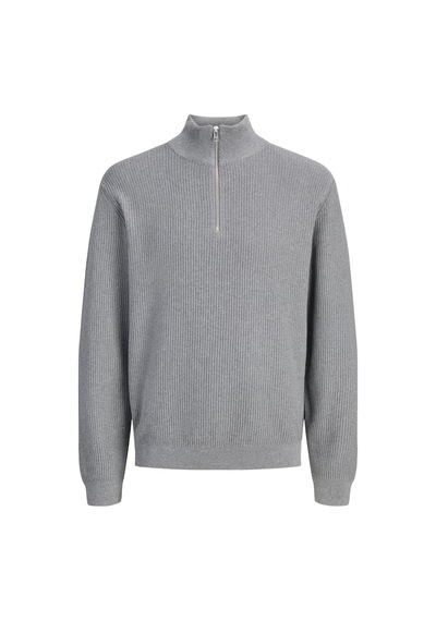 Jack & Jones Premium Regular Fit Yarım Femruarlı Dik Yaka Kazak Erkek Kazak 12301708 Gri