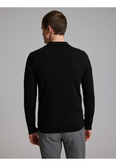 Pierre Cardin Siyah Slim Fit Fermuarlı Polo Yaka Basic Triko Kazak 50333917-vr046
