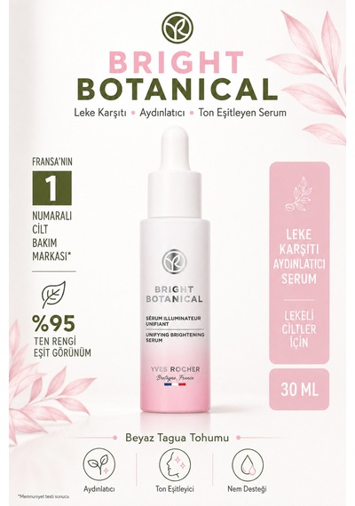 Leke Karşıtı Aydınlatıcı Cilt Serumu 30 Ml - Beyaz Tagua Tohumu Niasinamid C Vitamini Bakım 25+ Yaş