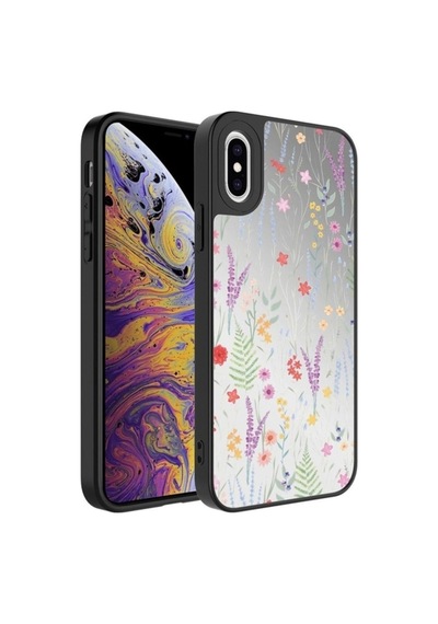 Apple Uyumlu iPhone Xs 5.8 Kılıf Aynalı Desenli Kamera Korumalı Parlak Zore Mirror Kapak Dallar