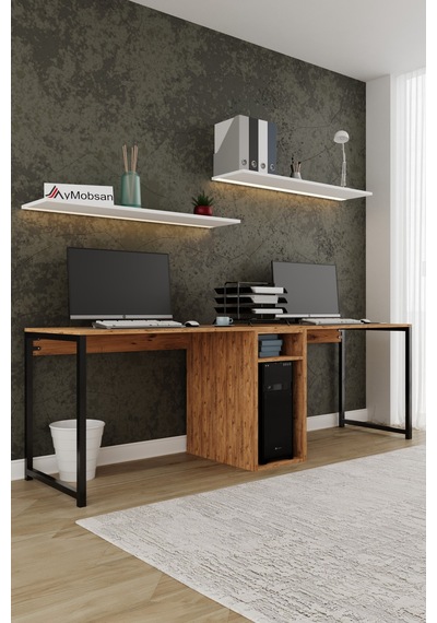 Twin 2 Kişilik Raflı Çalışma Masası Ofis Bilgisayar Masası - Atlantik Çam Atlantik Çam Twin 2 Kişilik Raflı Çalışma Masası Ofis Bilgisayar Masası - Atlantik Çam Atlantik Çam