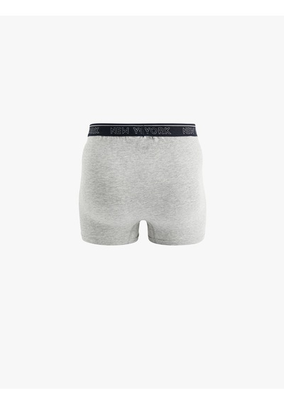 Koton Baskılı Lastikli Basic Pamuklu 3'lü Boxer Seti Gri Melanj 6wlm90040mk Gri Melanj