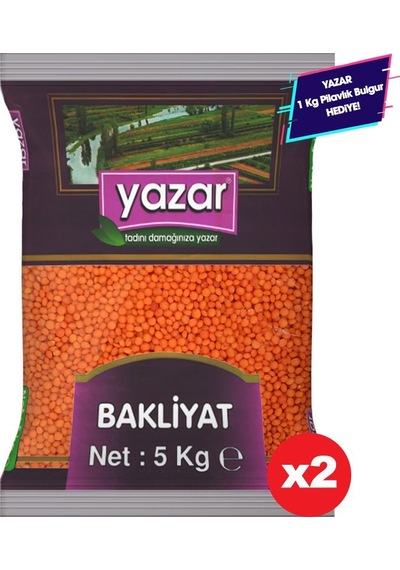 Yazar Kırmızı Mercimek 2 x 5 KG + Yazar Pilavlık Bulgur 1 KG