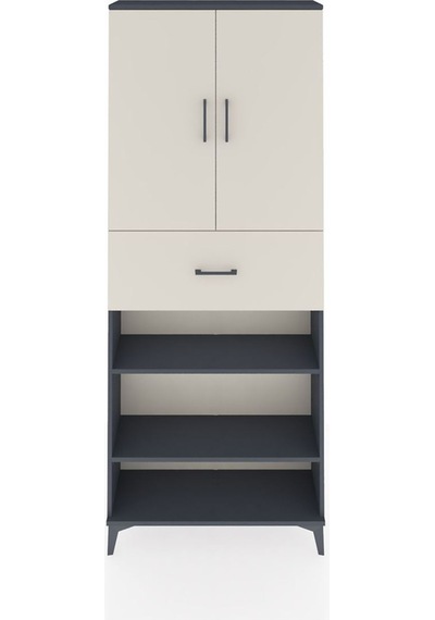 Arges Dolap 5 Raflı Tek Çekmeceli 2 Kapaklı 88x30x221 Antrasit-aytaşı Antrasit