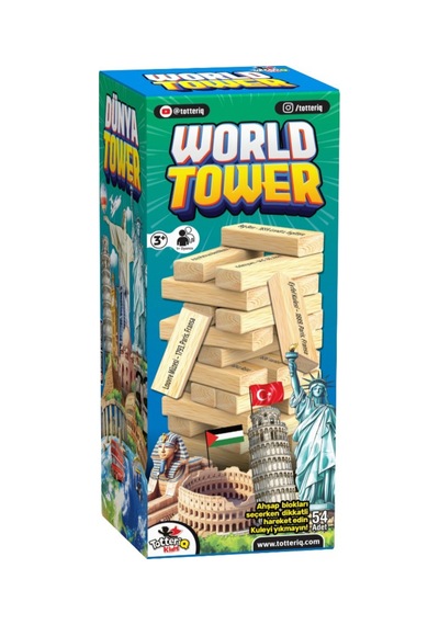 Dünya Tower Bilgi Eğitici 54 Parça Denge Oyunu Cezalı Jenga