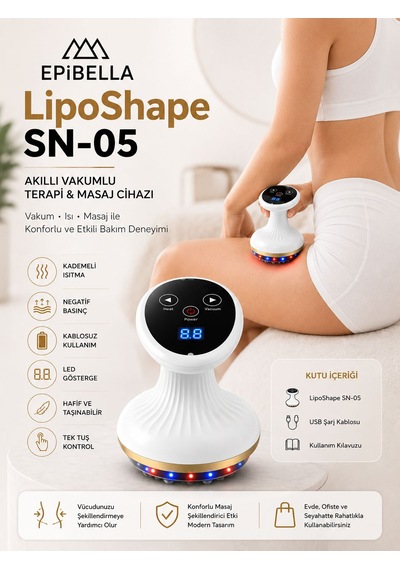 Liposhape Vakumlu Selülit Masaj Cihazı Isıtmalı Negatif Basınçlı Vücut Masaj Aleti