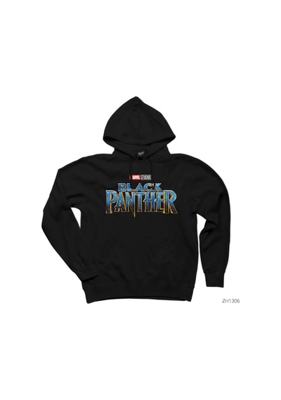 Black Panther Logo Kapşonlu Sweatshirt Hoodie Siyah