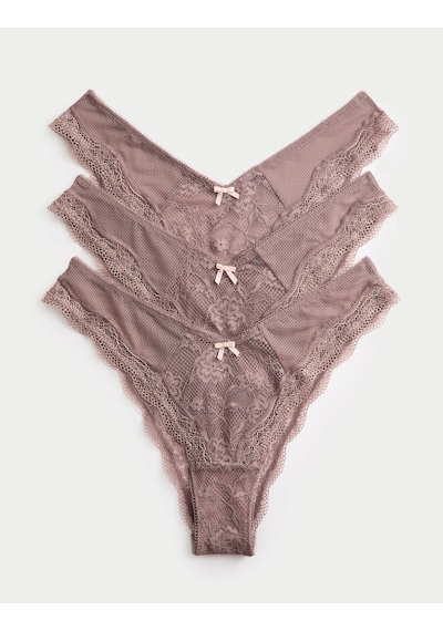 Marks & Spencer 3'lü Dantel Detaylı Miami Külot T61004958J Kahverengi