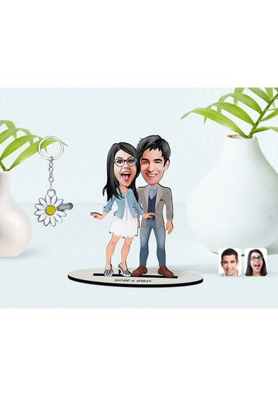 Kişiye Özel Sevgililer Karikatürlü 3D Ahşap Biblo Ve Isimli Silve (473842873)