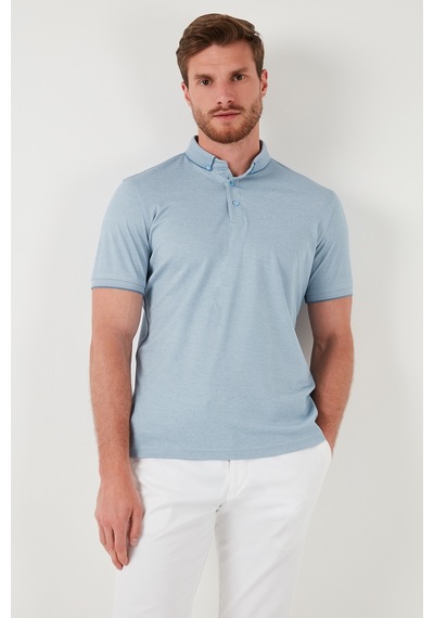 Buratti Pamuklu Slim Fit Erkek Polo Yaka T Shirt 646R1000 Açık Mavi-Beyaz