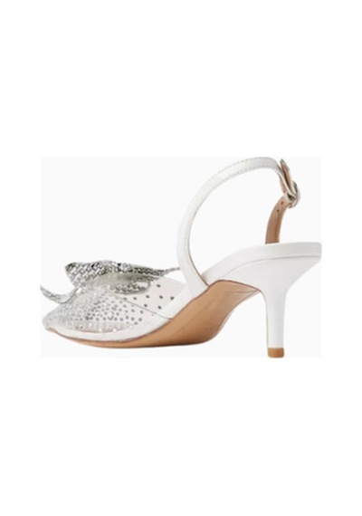 Nicoli Trudi 50 Kristal Slingback Topuklu Ayakkabı, Zarif Ve Işıltılı Tasarım Beyaz