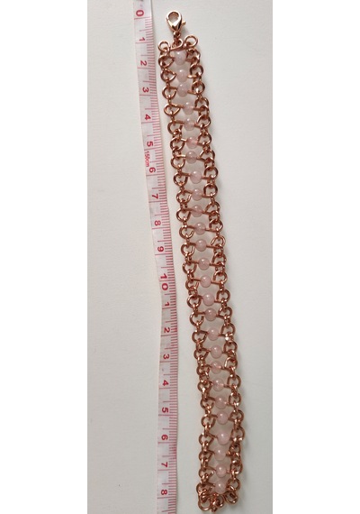 Pembe Kuvars Taşlı Bakır Bileklik Açık Pembe