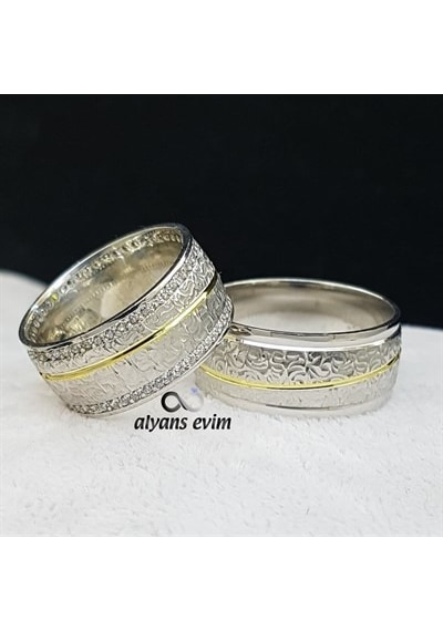 Cnc Desenli Çift Gümüş Alyans
