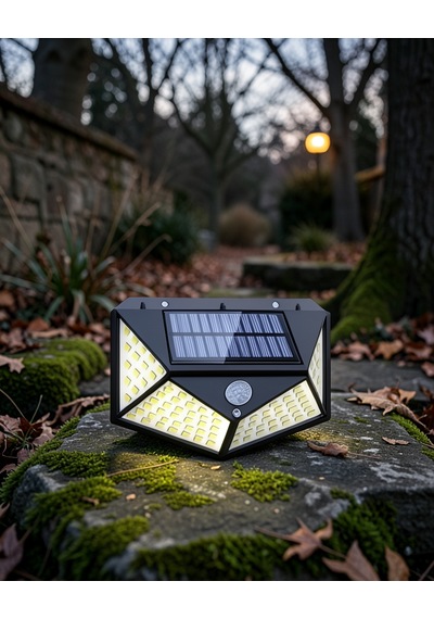 Güneş Enerjili 100 Led Hareket Sensörlü Dış Mekan Lamba Xuczzzduvarlambası-1-1