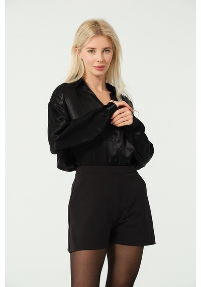 S'amore Clothing Basic Saten Gömlek Siyah