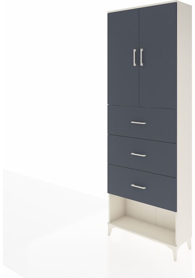 Arges Dolap 3 Raflı 3 Çekmeceli 2 Kapaklı 88x30x243 Aytaşı-antrasit Aytası