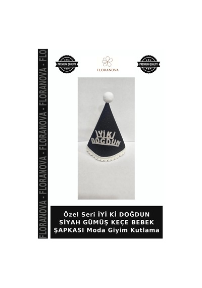 Özel Seri İyi Ki Doğdun Siyah Gümüş Keçe Bebek Şapkası Moda Giyim Kutlama 0 Yaş