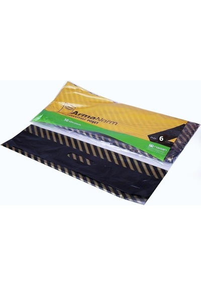 Naksan Takviyeli Kalın Desenli Çizgili Siyah Çanta Poşet Torba - 6 No - 60x70 Cm. - 50 Adetlik 10 Paket