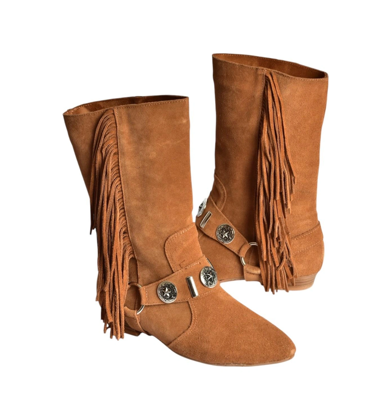 Fox Shoes V380625502 Taba Süet Püskül Detaylı Kadın Bot Taba-Süet