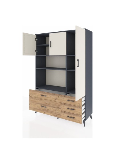 Hyperion Dolap 7 Raflı 5 Çekmeceli 3 Kapaklı 132x44x195 Antrasit-aytaşı/çam Aytası/atlas Çam Hyperion Dolap 7 Raflı 5 Çekmeceli 3 Kapaklı 132x44x195 Antrasit-aytaşı/çam Aytası/atlas Çam