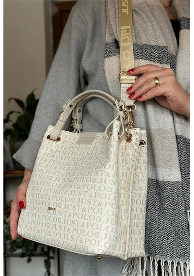 Just Polo Kadın Büyük Boy 4 Bölmeli Günlük Kullanıma Uygun Tote Bag Omuz Çantası 234028mh Bej Yeni
