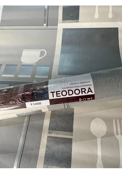 Mutfak Desen Fincan Çatal Kaşık Ucuz Duvar Kağıdı 53036 Çok Renkli