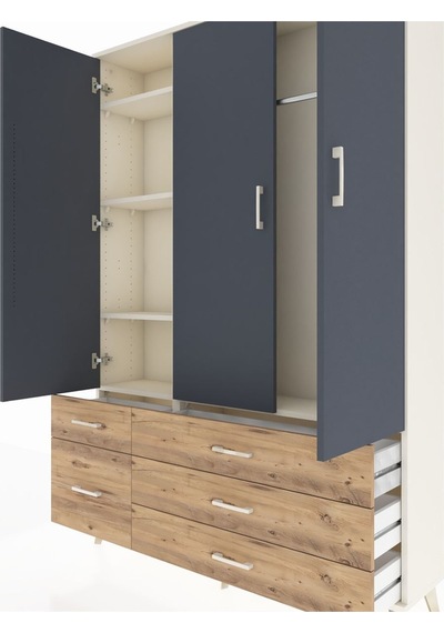Arges Dolap 5 Raflı 5 Çekmeceli Tek Askılı 132x30x195 Aytaşı-antrasit/çam Antrasıt/atlas Çam Arges Dolap 5 Raflı 5 Çekmeceli Tek Askılı 132x30x195 Aytaşı-antrasit/çam Antrasıt/atlas Çam