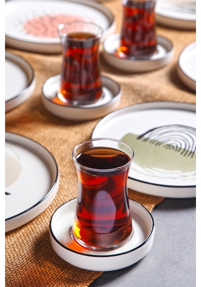 Kitchen Life 18 Parça Stackable Postmodern Kahvaltı Çay Takımı Seti - Çay Bardaklı Kahvaltı Takımı Çay Seti Çok Renkli