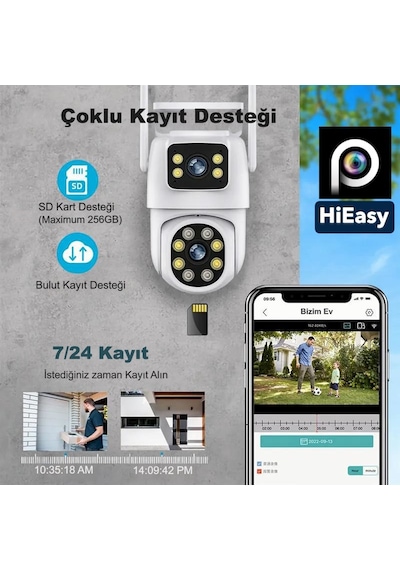 3dcool 3d-1200wf Hieasy 4mp 2 Kameralı Pt Hareketli Wi-fi Kablosuz Kamera