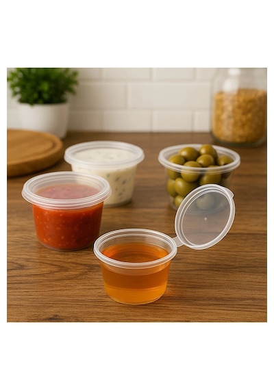 50 Adet Sızdırmaz 120 Ml Mini Saklama Kabı Sosluk Buzluk Kabı, Et Suyu, Kemik Suyu, Sos Kabı Mutfak Şeffaf