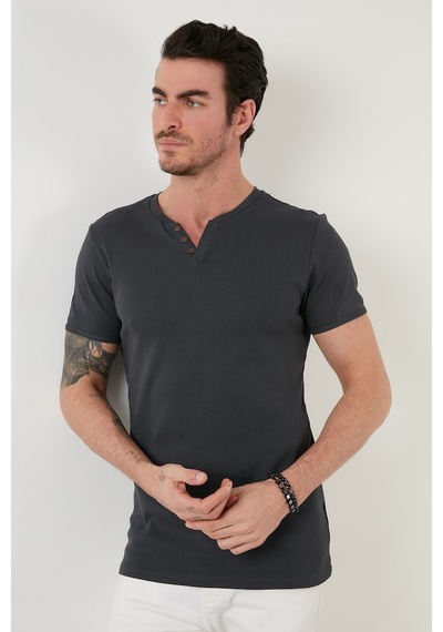 Buratti Pamuklu V Yaka Slim Fit Erkek T Shirt 5902122 Antrasit