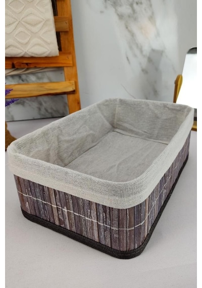 Digithome Bambu Çok Amaçlı Saklama Kutusu Düzenleyici Orta Boy Organizer Gri 29x19x10 Cm - Cl-6006-2