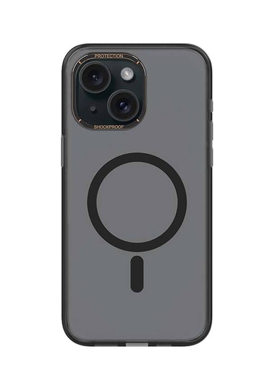 Apple İphone 15 Plus Kılıf M-safe Şarj Özellikli Cam Arka Yüzey Recci Michelin Serisi Kapak - Siyah