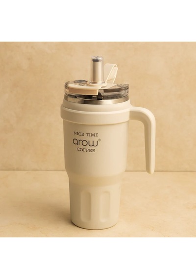 Arow Paslanmaz Çelik Tutmalı Termos Beyaz 1 Litre Beyaz