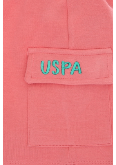 U.S. Polo Assn. Kız Çocuk Pembe Relax Fit Kargo Cepli Örme Şort 50300980-VR041