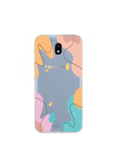 Samsung Galaxy Uyumlu J5 Pro Kapak Karışık Renkler Tasarımlı Şeffaf Silikon Kılıf Şeffaf