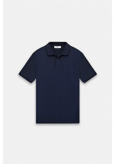 Süvari Lacivert Regular Düz Baskısız Pike Düğmeli Polo Yaka Tişört Ts1014000471-m09