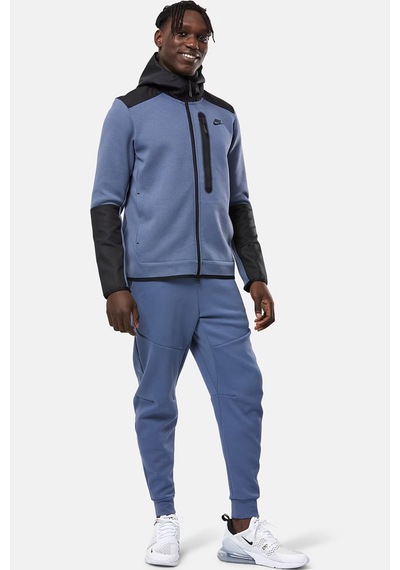 Nike Tech Fleece Full Zip Unisex Hoodie Kapüşonlu Sweatshirt Mavi Mavi - Siyah