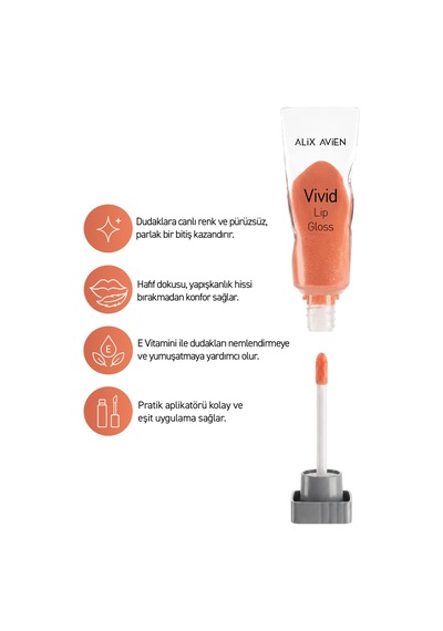 Parlak Bitişli Nemlendirici E Vitaminli Dudak Parlatıcı - Vivid Lipgloss 104 Sparkling Salmon Nude