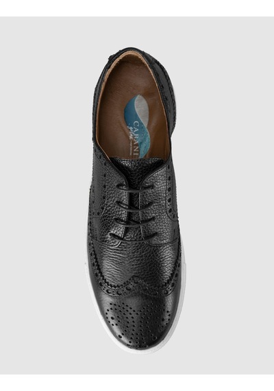 Cabani Siyah Hakiki Deri Erkek Oxford Sneaker