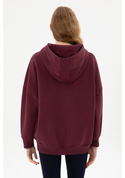 U.S. Polo Assn. Kadın Bordo Şardonlu Kapüşonlu Sweatshırt 50313567-VR177