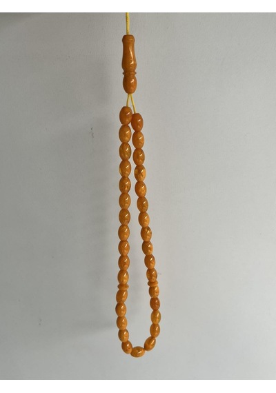 Oval Kesim Kokulu Toz Kehribar Tesbih 33lük 7mm A007
