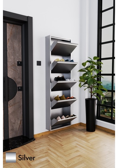 Evdemo 5 Kapaklı Metal Ayakkabılık Silver Evdemo 5 Kapaklı Metal Ayakkabılık Silver