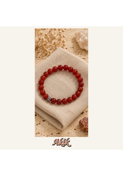 Akik Taşı Bileklik 8 Mm, Unisex, Elastik Çok Renkli