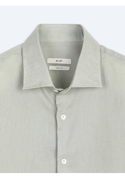 Kip Yeşil Regular Fit Uzun Dokuma Casual Pamuk Karışımlı Gömlek