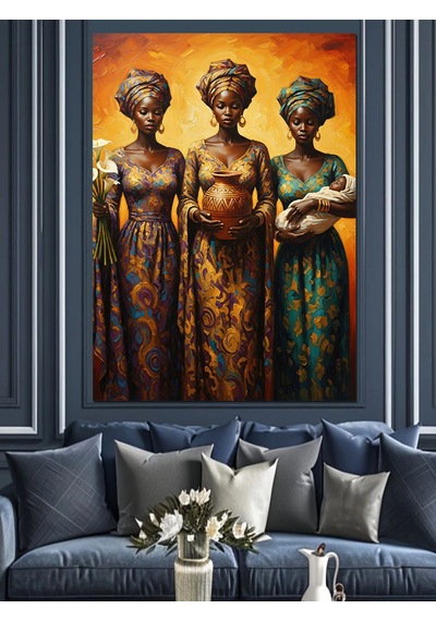 Ahşap Tablo Üç Geleneksel Afrikalı Kadın